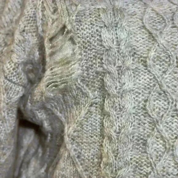 Forever21 Knit Distressed Turtleneck Womens Sweater Dress Sweater M Oatmeal 0017 - Picture 10 of 11